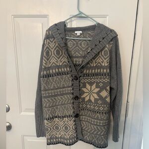 J. Jill Gray and Cream Patterned Cardigan. 2X Perfect Condition